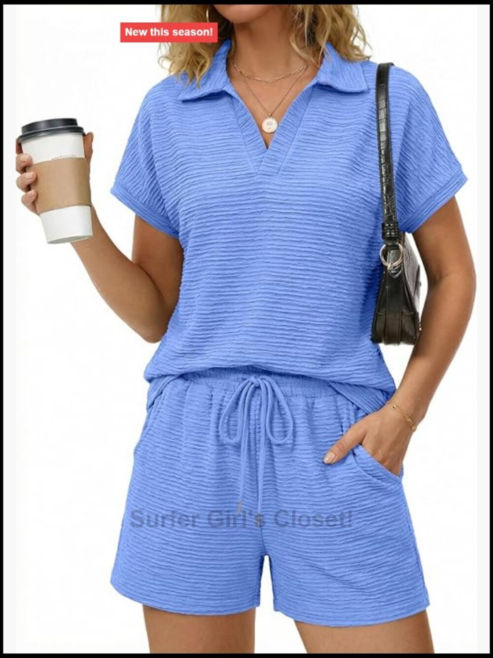 Women's 2 Piece Shorts Set V Neck Short Sleeve Drawstring Pockets Lounge Set
